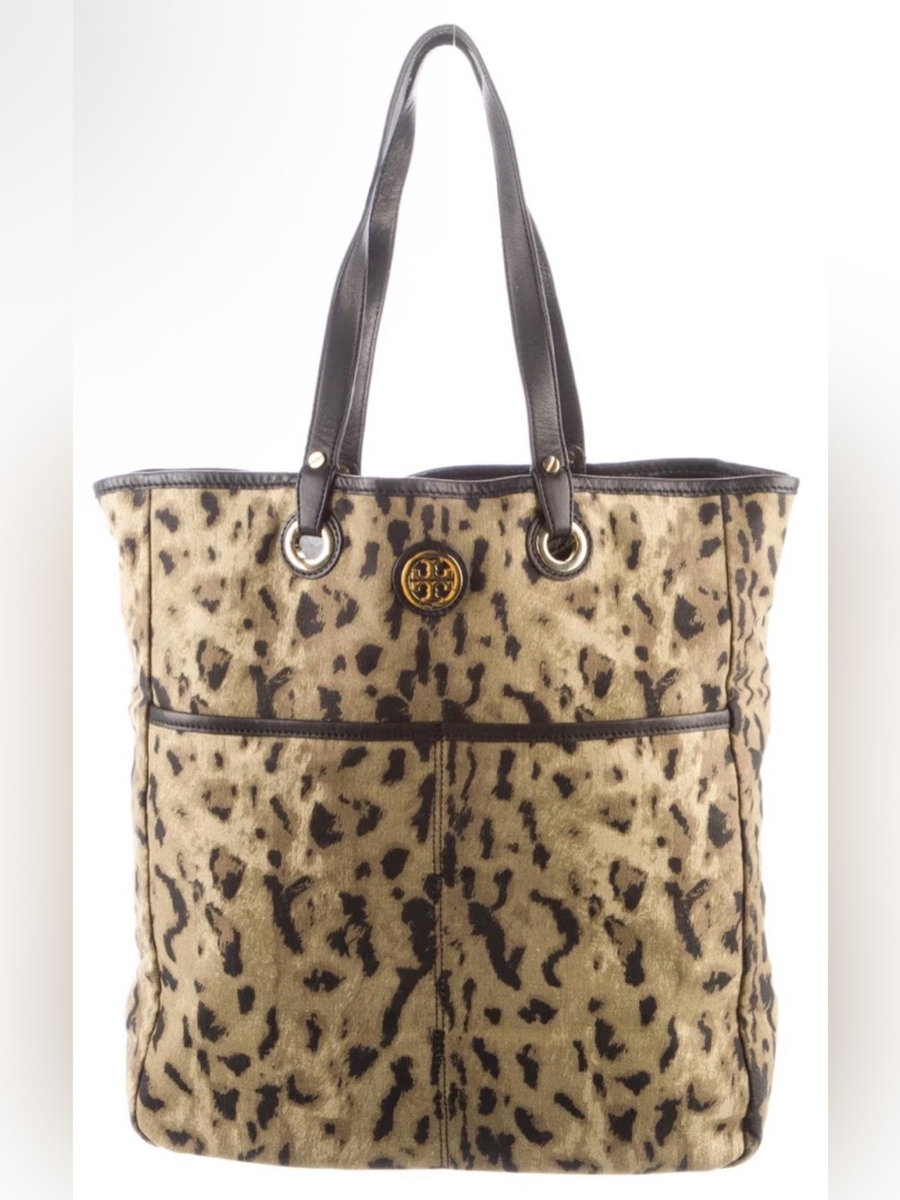 Tory Burch EUC Leopard-Print Tote Bag with Black